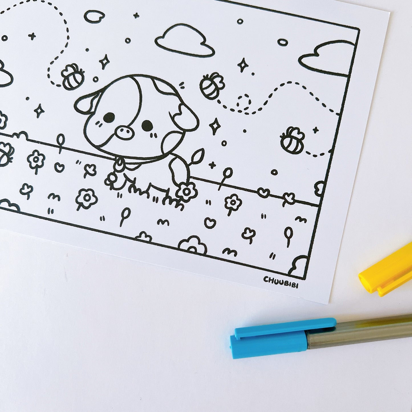 Baby Cow Colouring Page