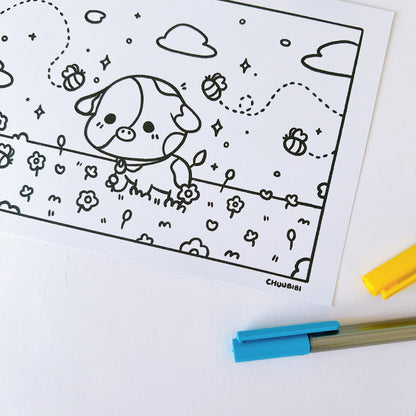 Baby Cow Colouring Page
