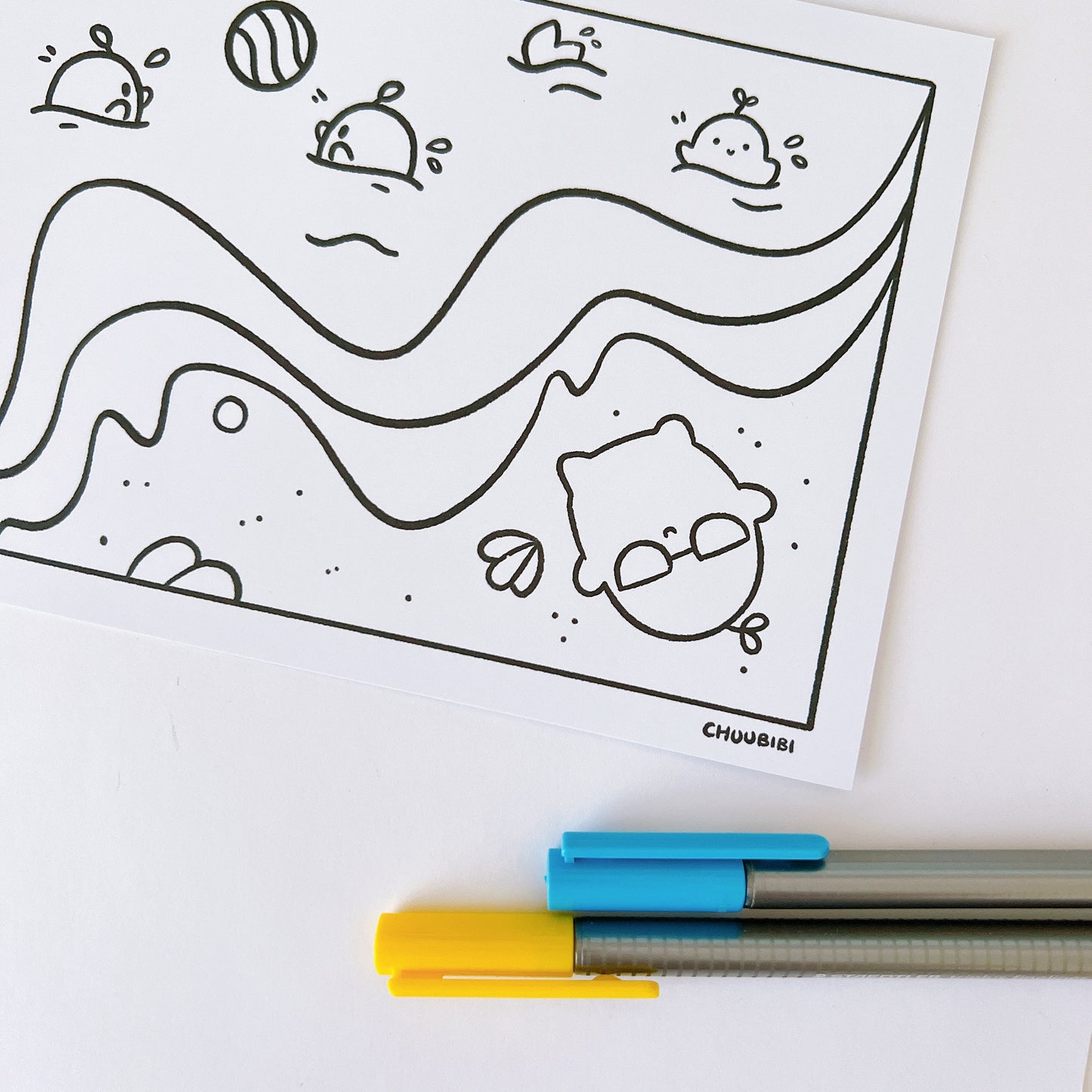Fun day at the beach Colouring Page