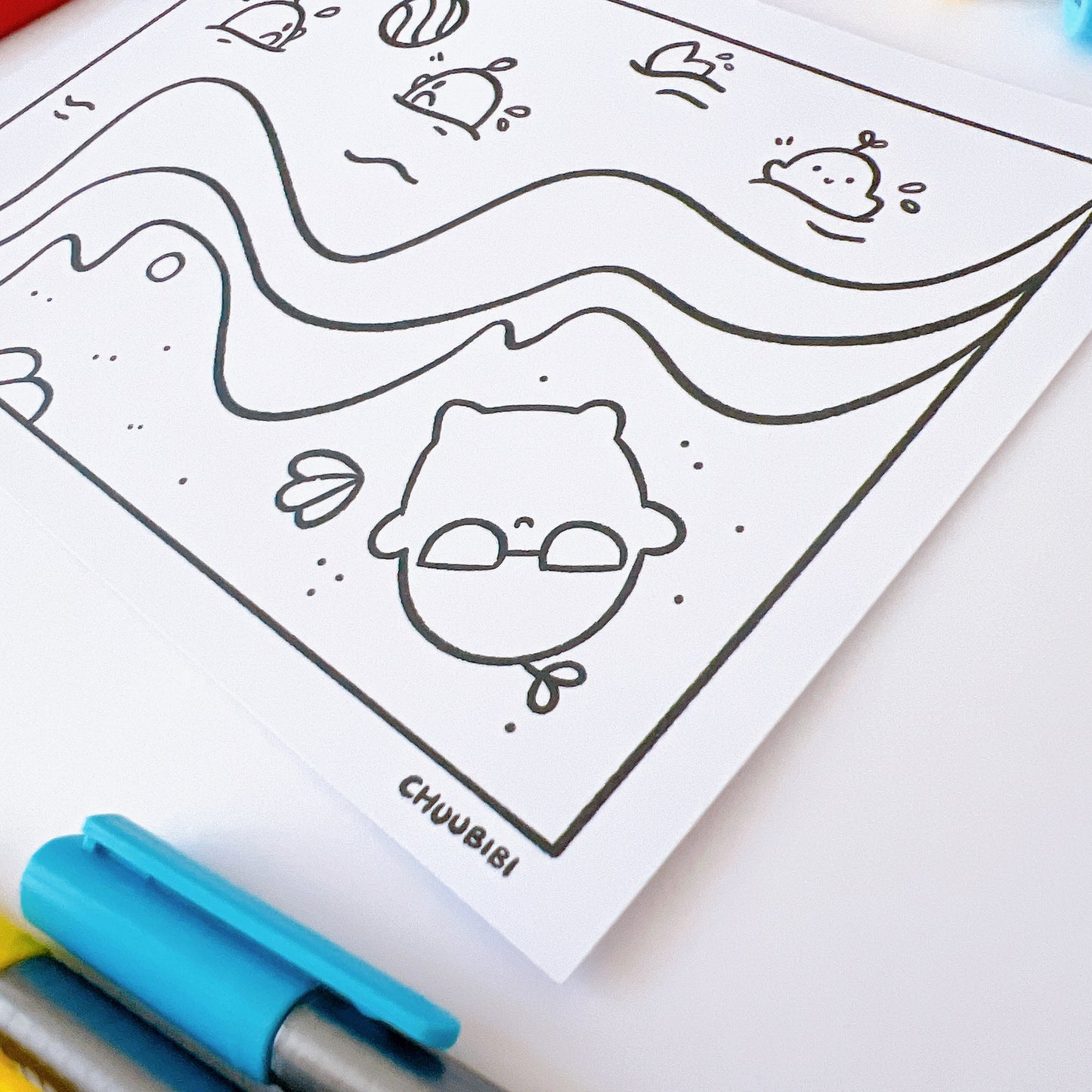 Fun day at the beach Colouring Page