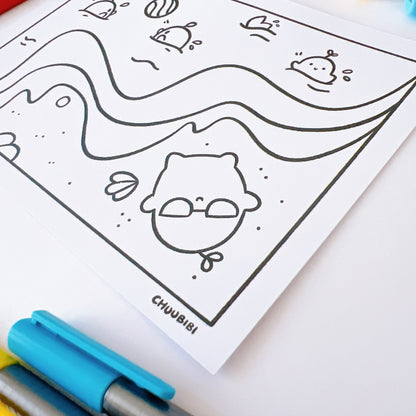 Fun day at the beach Colouring Page