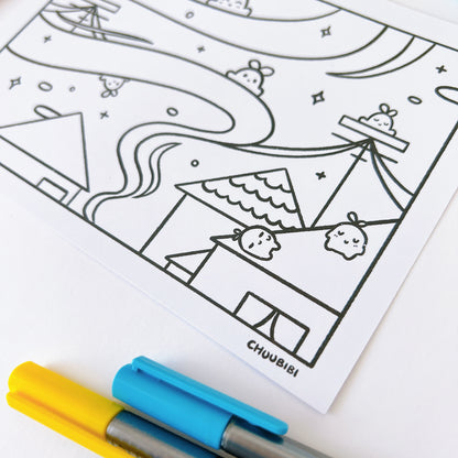 Comfy Neighbourhood Colouring Page