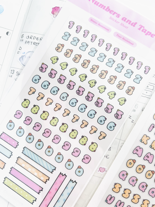 Numbers and Tape Sticker Sheet