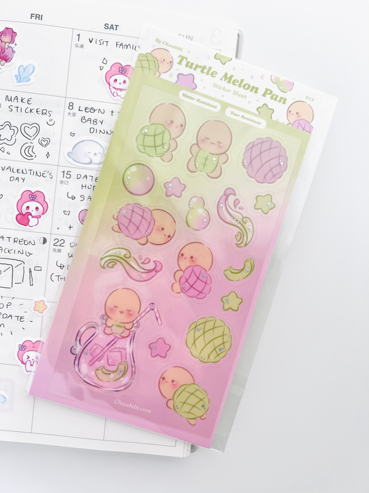 Turtle Melon Pan Sticker Sheet